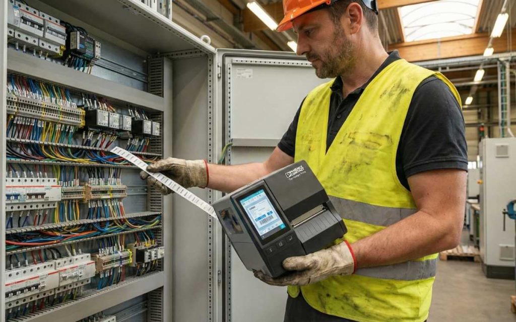 Electrical contractor using Thermomark Prime for cable labeling in control cabinet original pricing