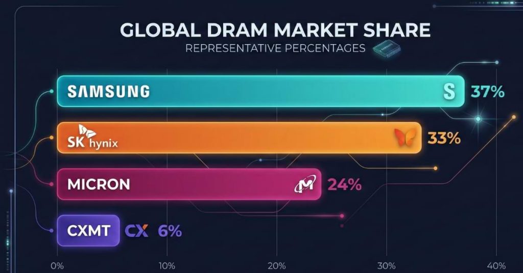 global dram market share percentage by original pricing